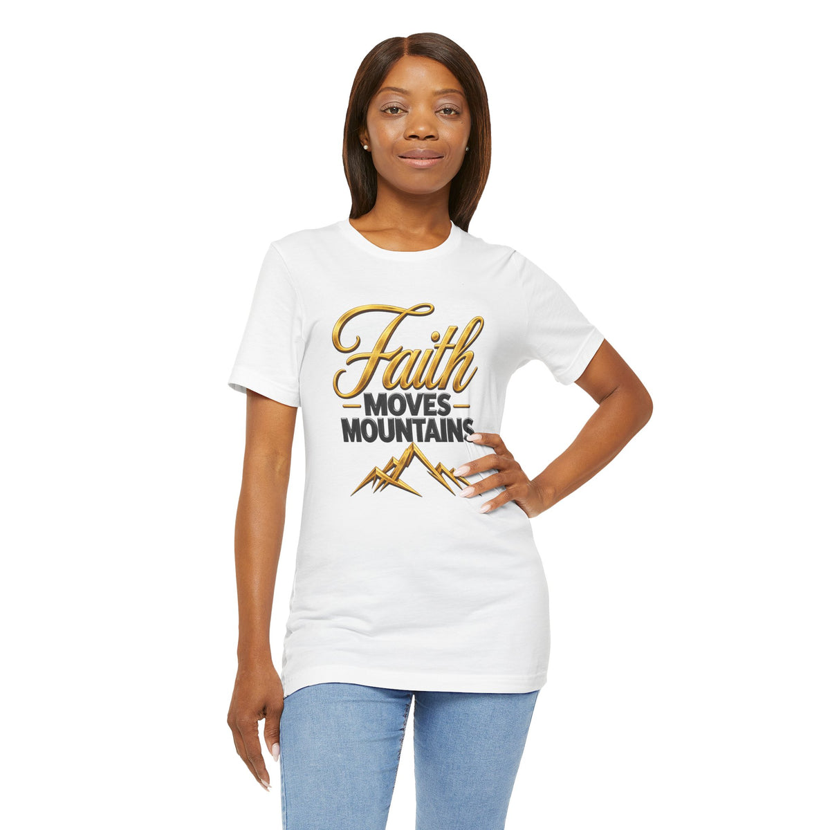 Faith Moves Mountains T-Shirt | Mountain Scripture Typography